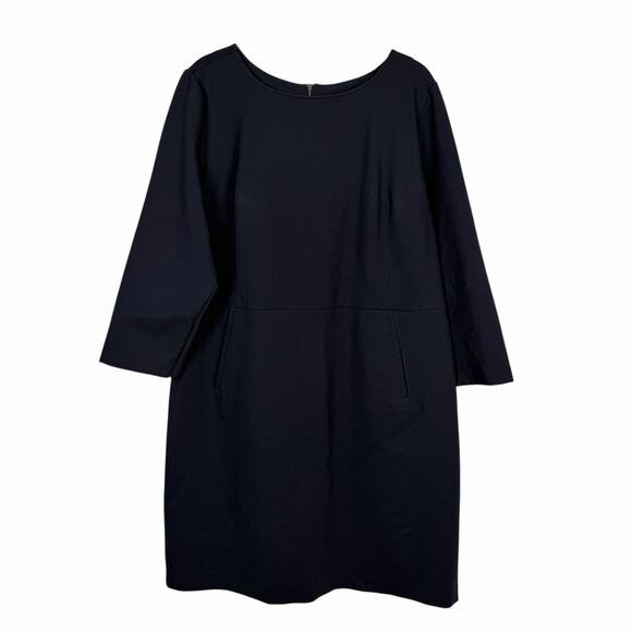 SPANX The Perfect Shift Classic Black Ponte Stretch Dress Size 2X 3/4 Sleeves - Picture 3 of 13